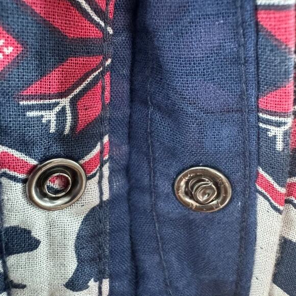 Chubbies Shirt Men L Blue Flip It Reverse It Christmas Bear Pearl Snap Button - Picture 9 of 16